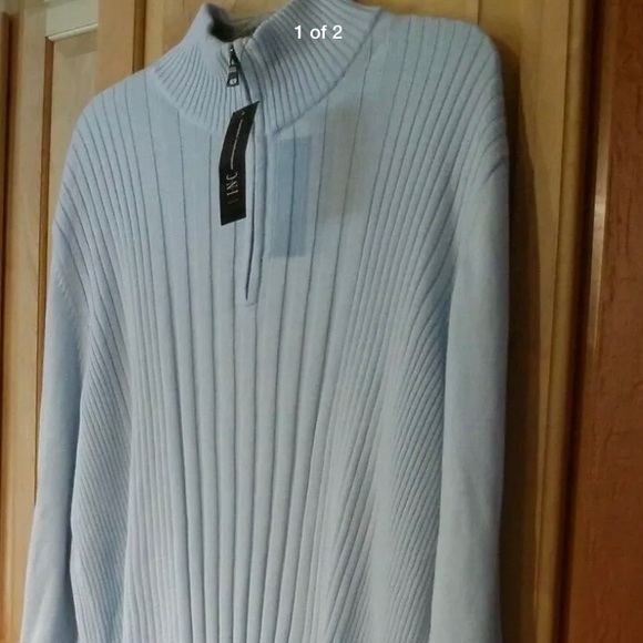 INC International Concepts Sweaters - INC Powder Blue/Gray 3/4 Zip Sweater Size XL 1X INC International Concepts Sweaters - INC Powder Blue/Gray 3/4 Zip Sweater Size XL 1X